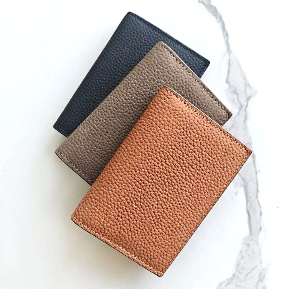 اسم مخصص فاخر الرجال Waalet جلد طبيعي تخصيص الأحرف الأولى حامل بطاقة المرأة الصغيرة مع صندوق هدية محفظة الأعمال الصغيرة