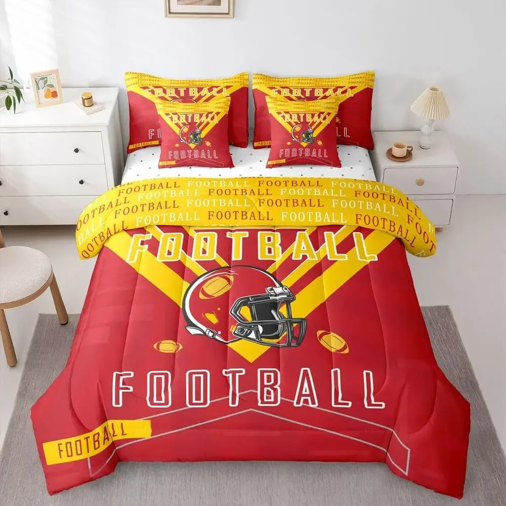 

King Size Rugby-Themed Comforter Set for Boys, Teens with Bedding, Pillowcases & Cushion Cover