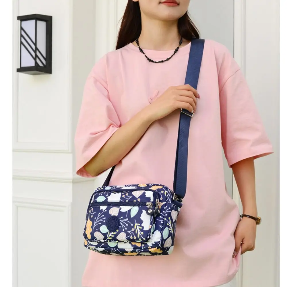 Floral Crossbody Bag Durable Oxford Casual Handbag Shoulder Bag Women