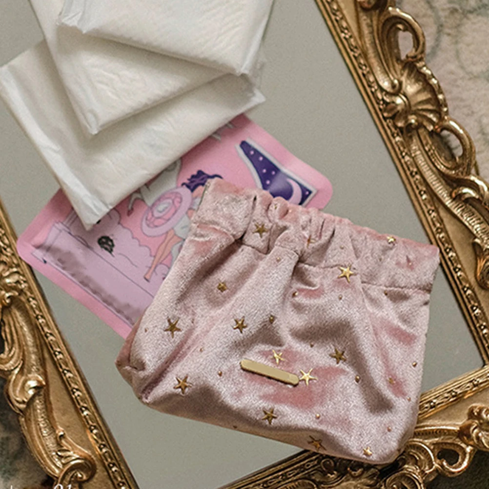 

Lipstick Bag High Capacity Fabric Travel Pink Makeup Organizer Purse Small Sundry Change Cards Storage Pouch Items Bag