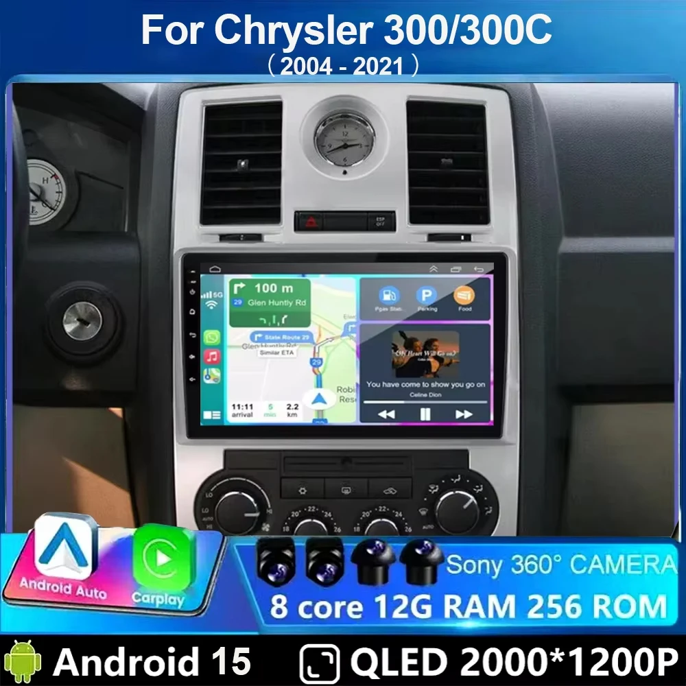 Android 15 For Chrysler 300/300C 2004-2011 Car Radio Stereo Wifi Navi Multimedia Video Player Autoradio 2Din 9in GPS Navi Maps