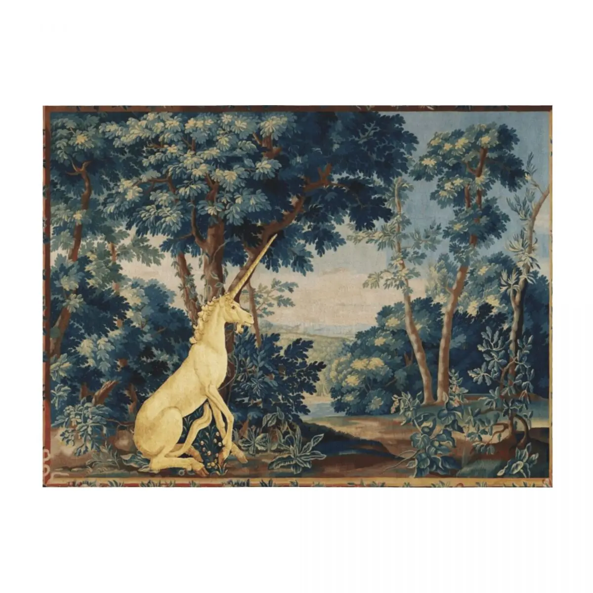 

UNICORN IN WOODLAND LANDSCAPE AMONG GREENERY AND TREES Throw Blanket Thin Shaggy For Decorative Sofa Blankets