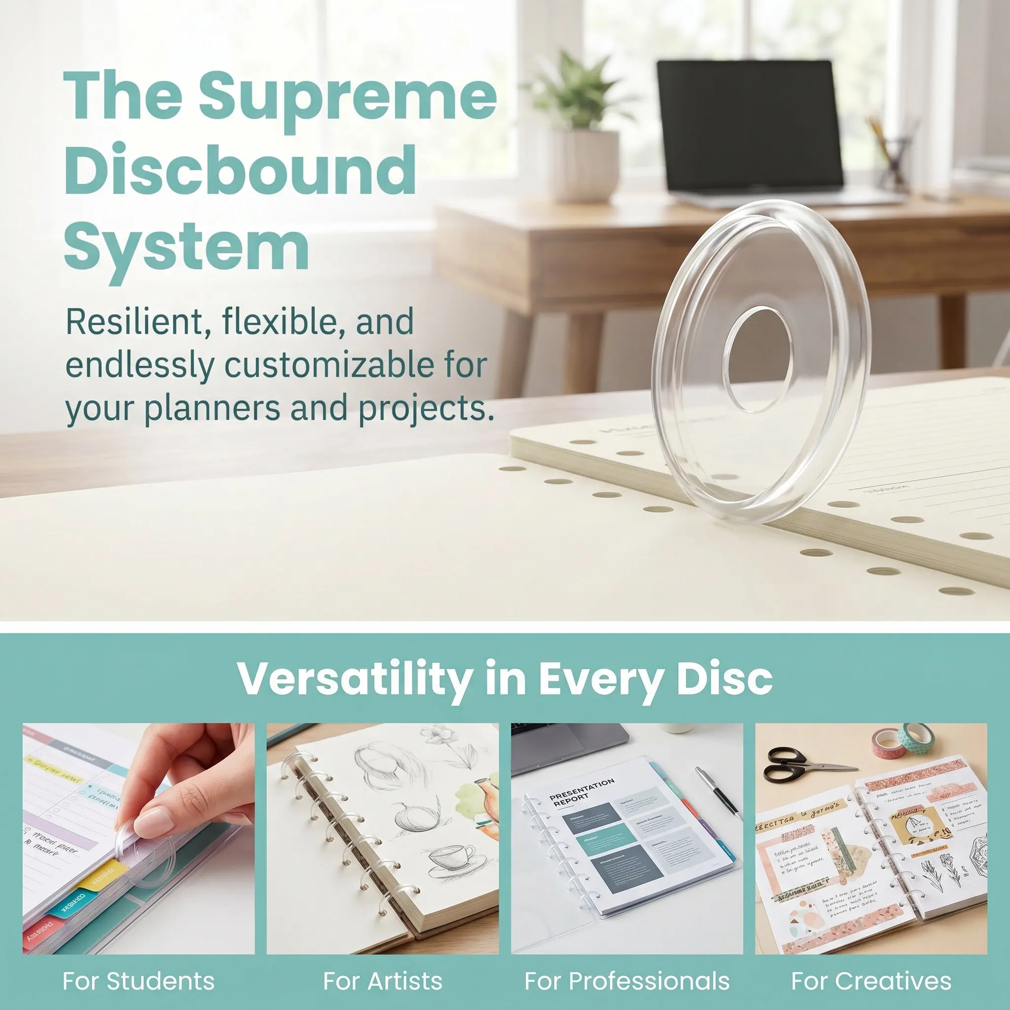 44Pcs Notebook Binding Discs for DIY Notepads, Planners, Home Office & School – ABS Plastic Loose Leaf Binder Rings