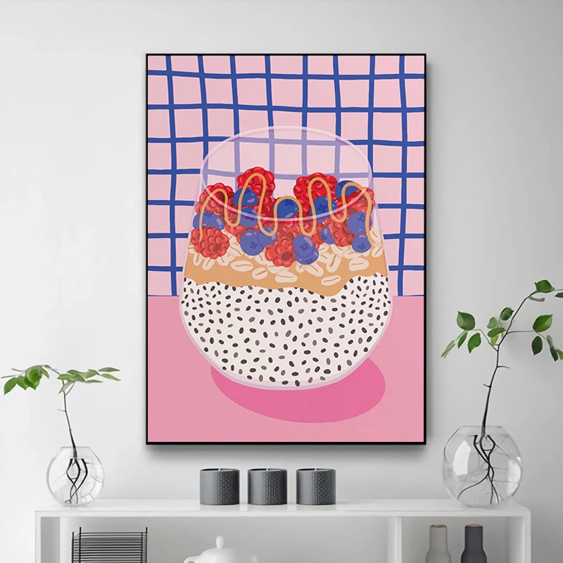 

Pink Blue Canvas Poster What If It All Works Out Fortune Cookie Illustration Art Interior House Decoration Room Wall Decorations