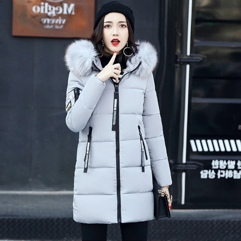 Winter Thick Warm Fur Collar Cold Coat Women Parkas Super Hot Coats Hooded Long Cotton Padded Jacket Slim Trench Coat Windproof