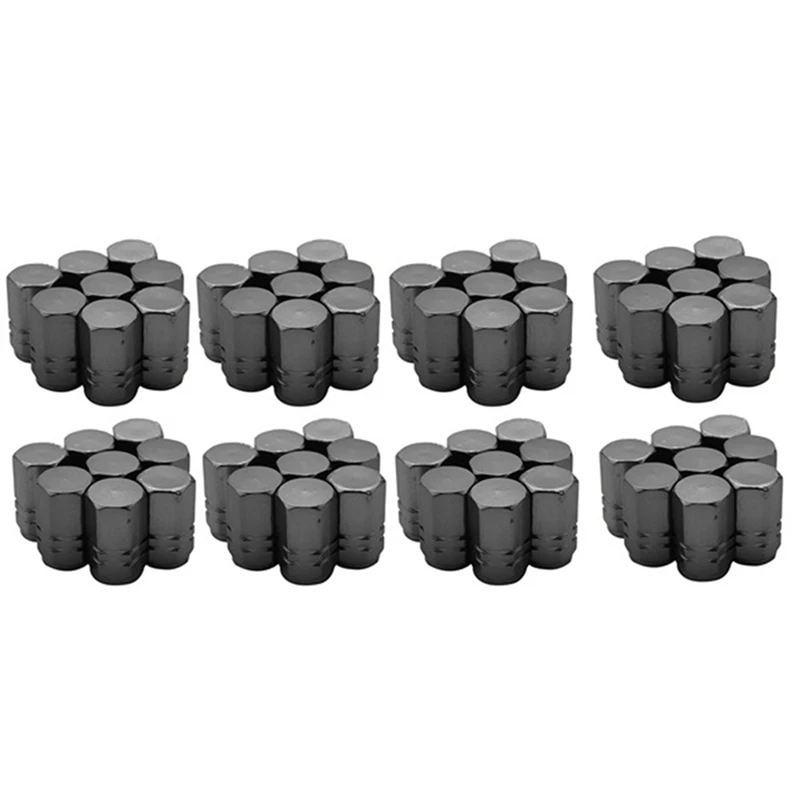 64Pcs Tire Stem Valve Caps Wheel Valve Covers Car Dustproof Tire Cap, Hexagon Shape Titanium Gray