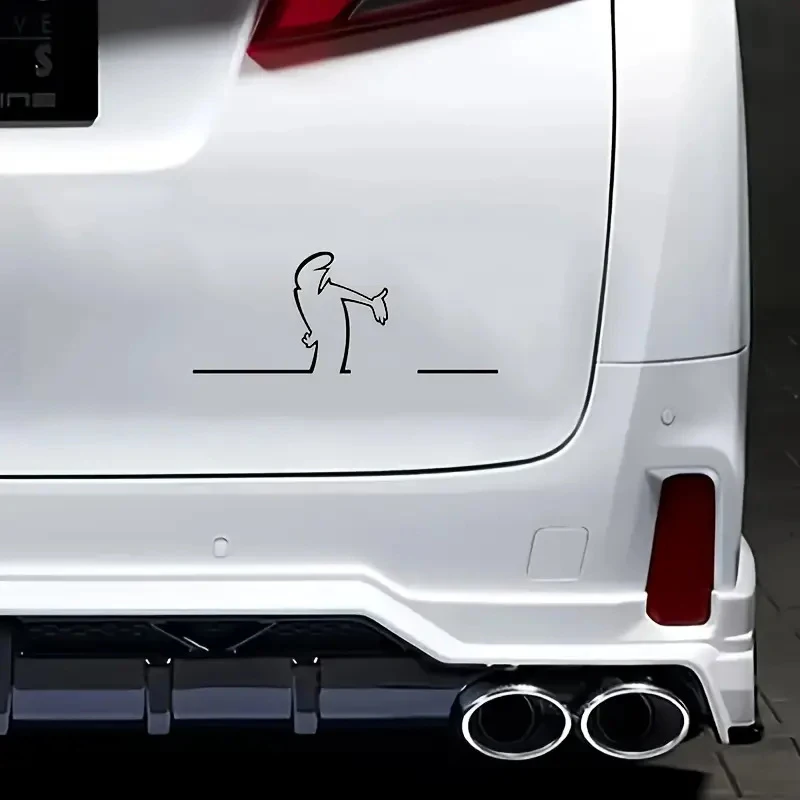 La Linea Minimalist Line Art Car Sticker Bumper & Window Door Wall Decal With Cartoon Character Design Home Car Decoration