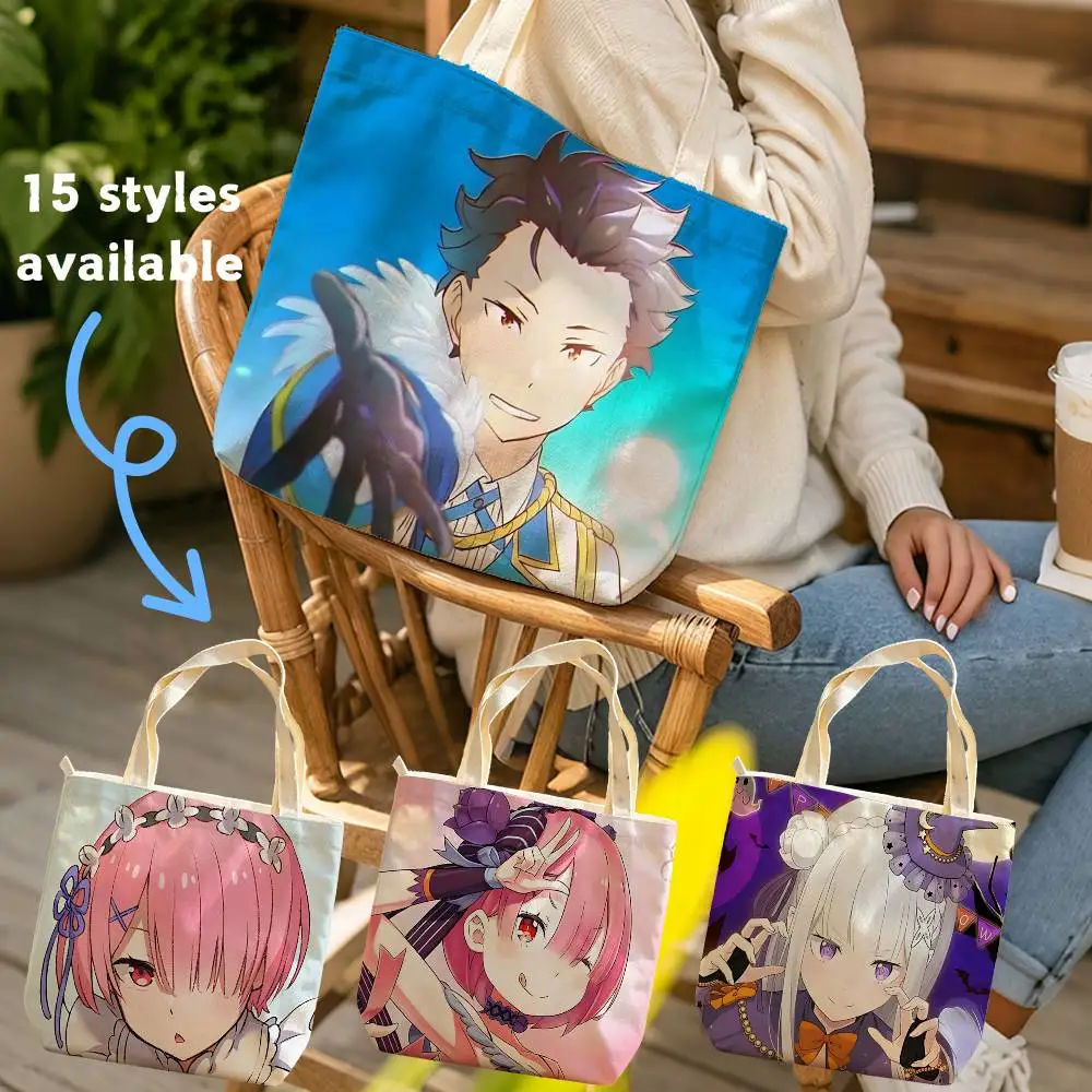 R-Re-Zero S4 Subaru x Emi Canvas bags Large Capacity suitable for School shopping, gifts, and Daily Commute
