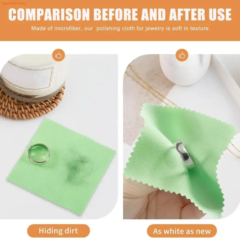 

E06E 50 шт., салфетка для полировки серебра, двусторонняя салфетка для чистки ювелирных изделий, подходит для ювелирных ожерелий