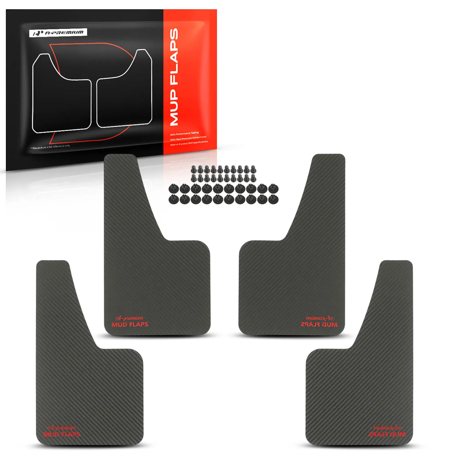 A-Premium 4Pcs Front & Rear Black Universal Splash Guards Mud Flaps for Small Car Chevy Buick Audi Dodge