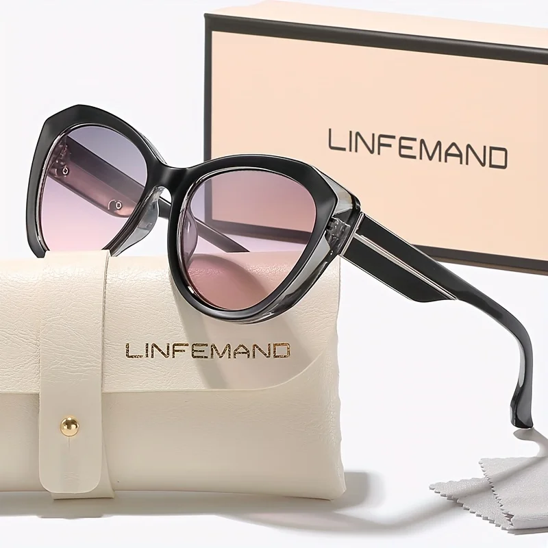 Linfeband trendige Katzenaugenbrille, modische Retro-Damen-Sonnenbrille, UV400, klassischer Rahmen, Fotografie-Requisiten, Weihnachtsgeschenk – Detail 7
