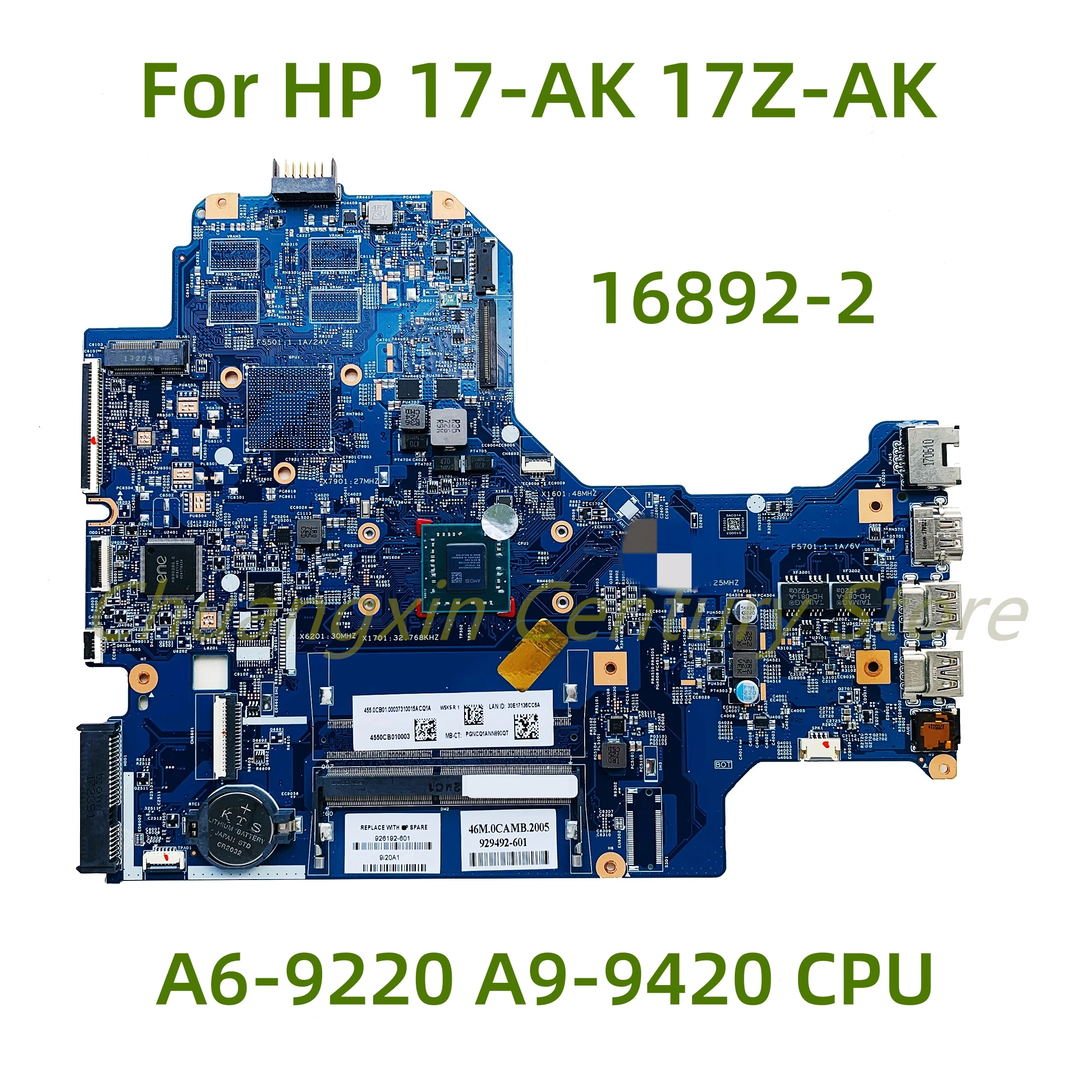 16892-2 motherboard suitable for HP 17-AK 17Z-AK laptop with A6-9220 A9-9420 CPU 100% Tested Fully Work