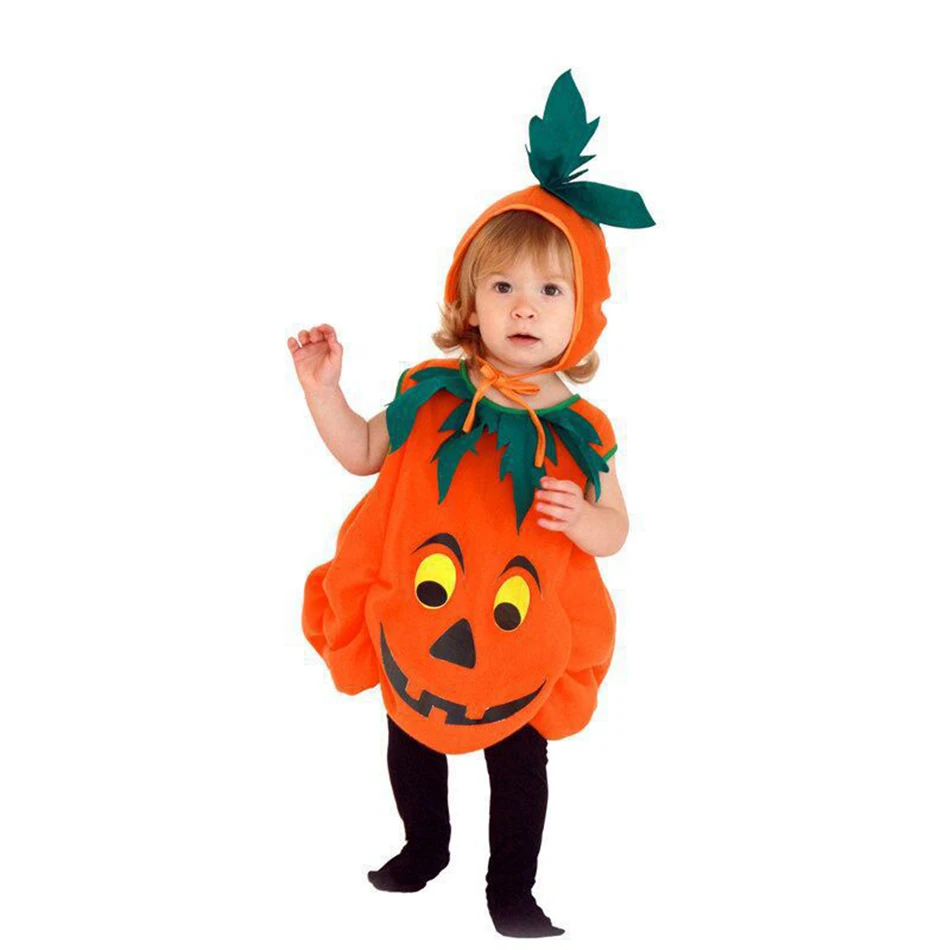 Girls Boys Pumpkin Costume With Hat Kids Halloween Cosplay Costume Children Cosplay Stage Performance Party Clothing image 4