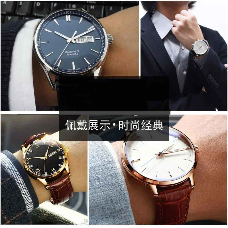 19mm 20mm 22mm pulseira de couro genuíno para tag heuer relógio carrera monaco cinto preto marrom pulseira relógio de pulso