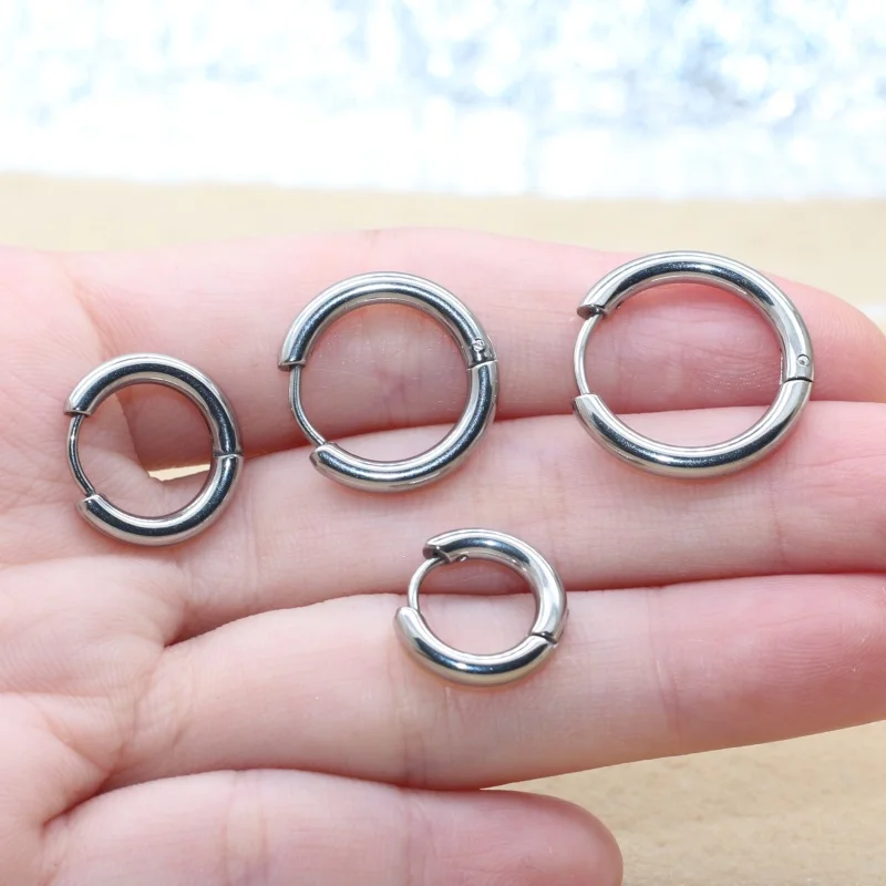 10 Paar Edelstahl-Creolen, Schmuckgeschenk, klassisches Design, 2,5 mm, 8/10/12/14, verblasst nicht, allergiefrei. – Detail 2