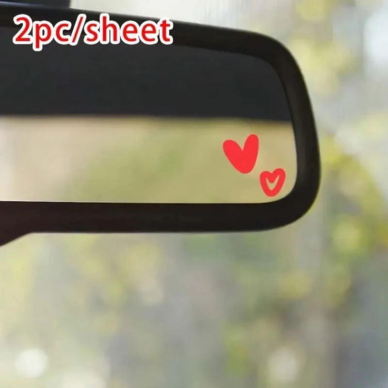 Two Cute Oval-Shaped Decorative Car Stickers, Glossy Rearview Mirror Car Stickers, Irregular Shape, Single-Use