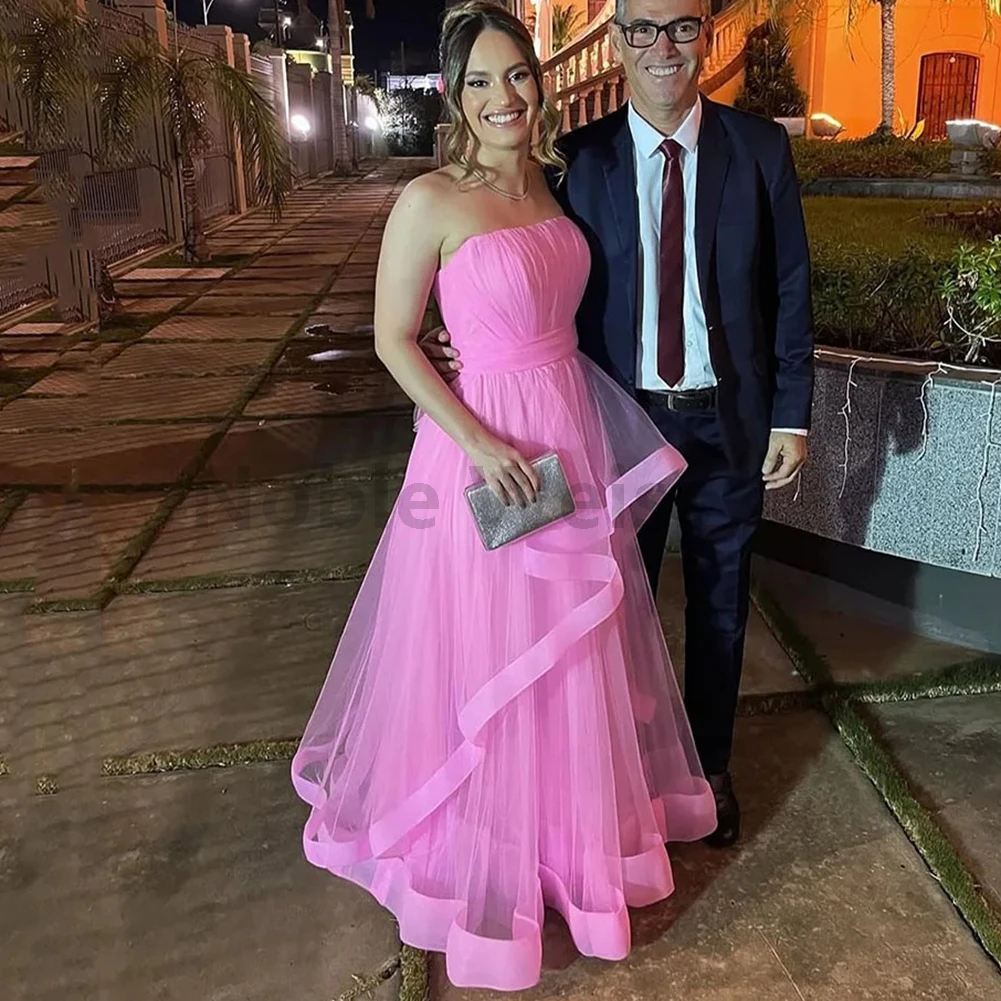 

Вечернее платье без бретелек из фатина, длиной в пол, А-силуэт, на заказ