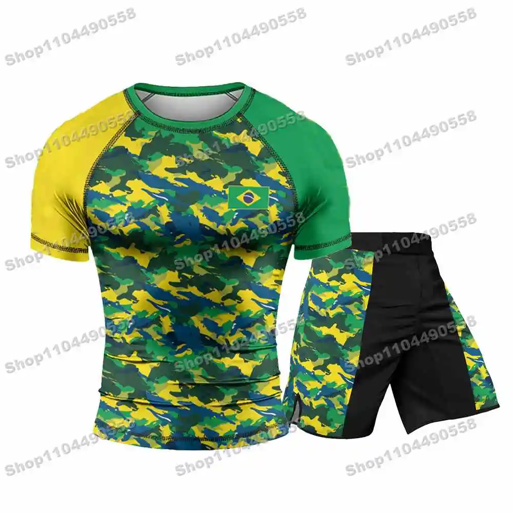 N324th Kinds Of Newly Brazil Rash Guards Surfing Beach Swimwear Diving Gym Short sleeves MMA BJJ Men Jiu Jitsu Fitness Sets