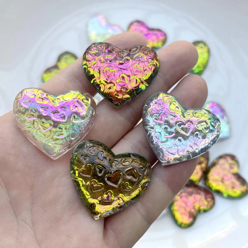 35mm super bright love shaped ab color flat back diy jewelry making scrapbook wedding decoration crystal rhinestone 10pcs/lot