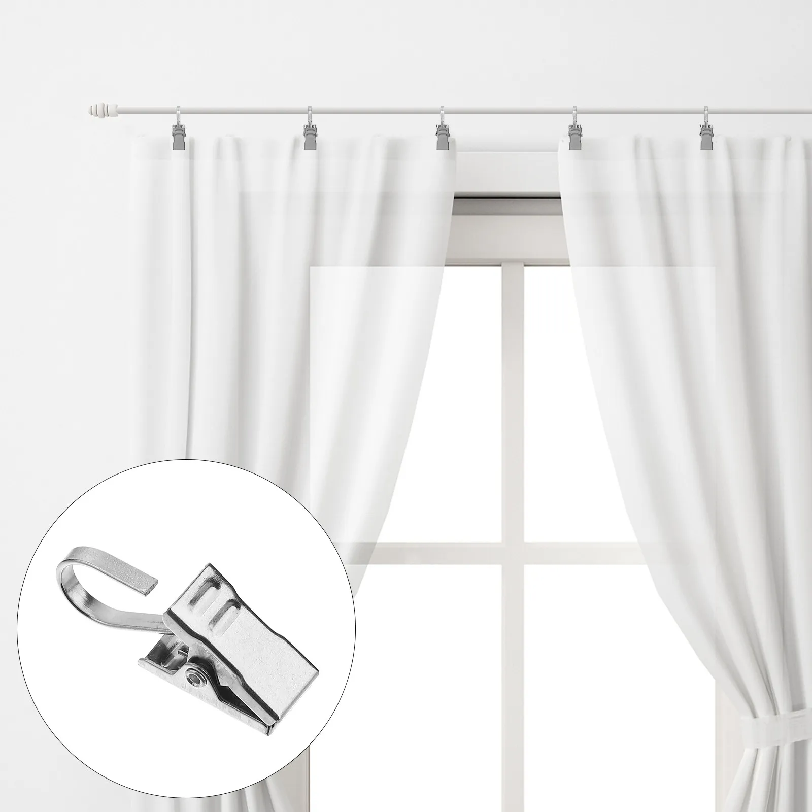 30Pcs Stainless Steel Curtain Clamps Multi Purpose Easy Grip Strong Hold for Wet Swimsuits Clothing Duvet Covers Home Decor