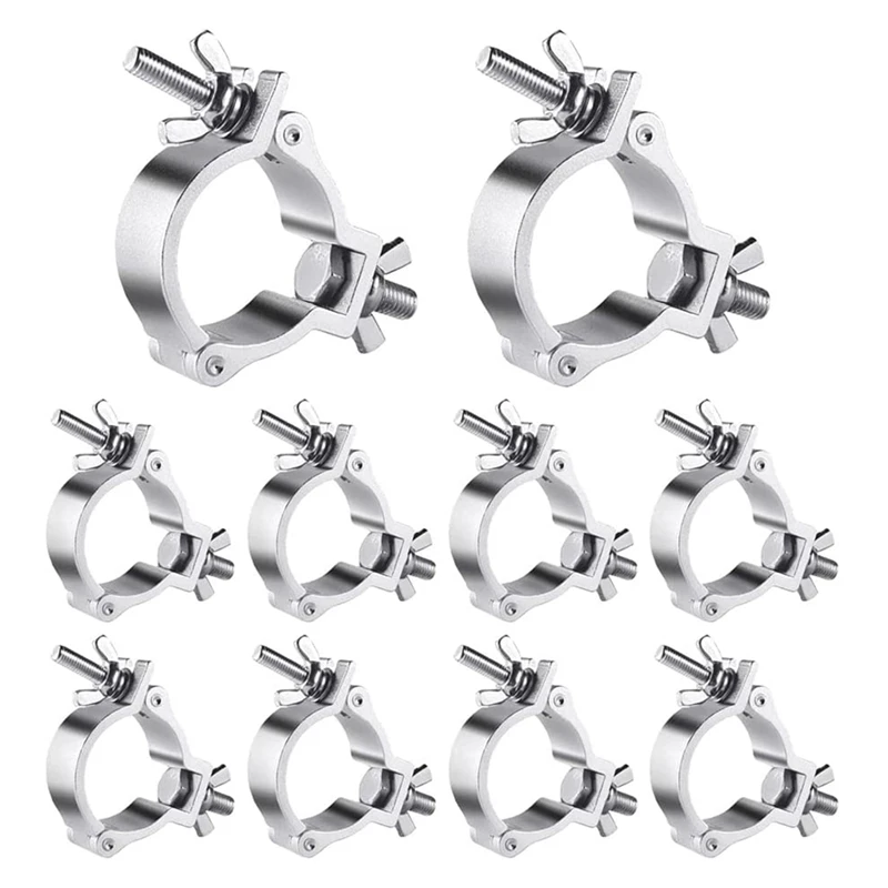 

10Pcs 2 Inch Silver Aluminum Stage Light Clamps 220LB LED Par Light Clamps For Truss For 48-51Mm OD Tube / Pipe