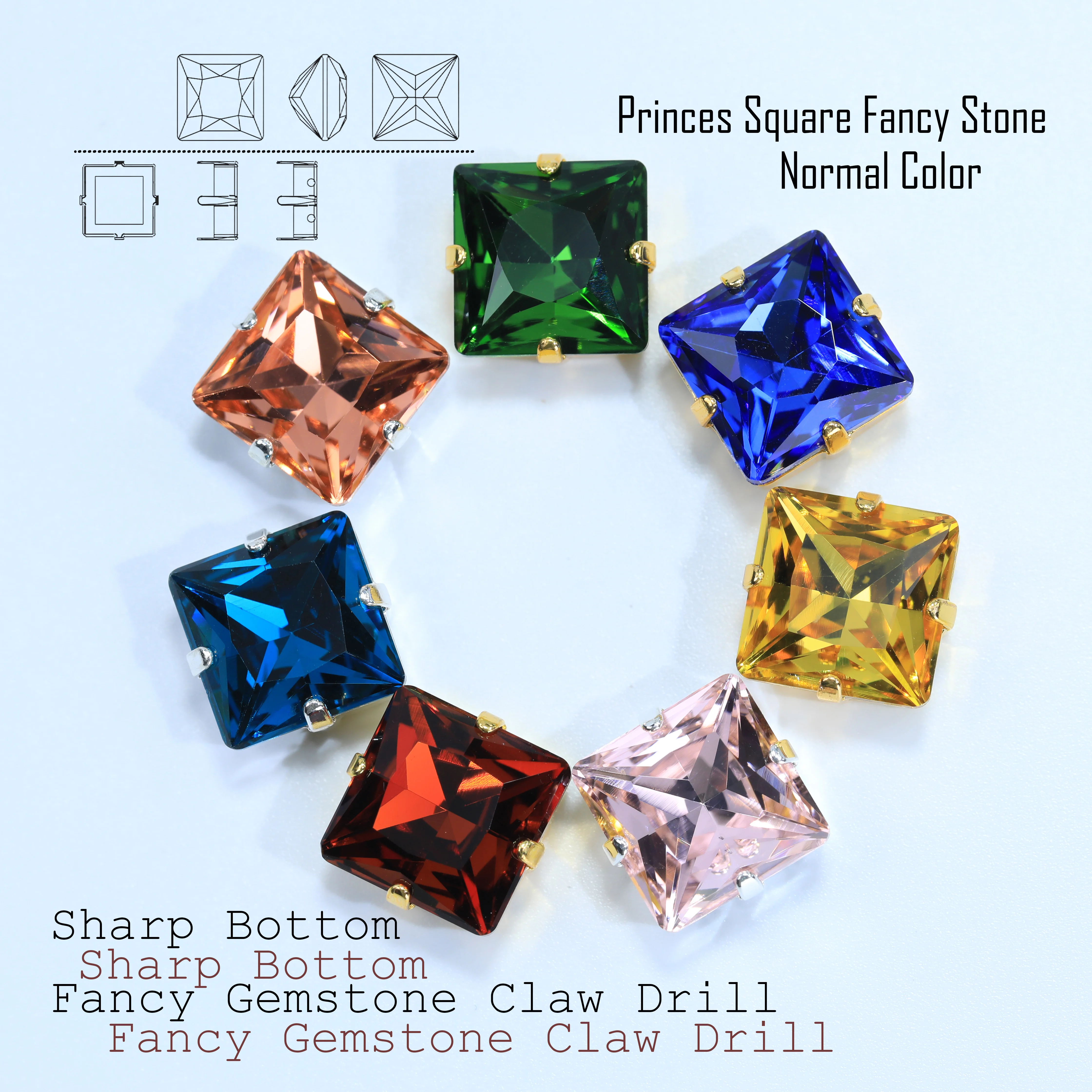 Princes Square Fancy Stone Krallenfassung Strasssteine in Normalfarbe für DIY-Nähhandwerk, Kleidungsdekoration, Schuh- und Taschenherstellung – Detail 1