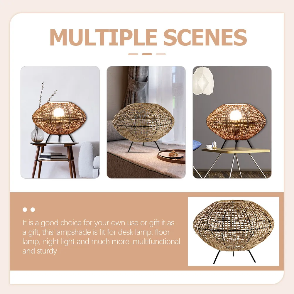 Small Lantern-Shaped Lamp Shade Paper Weaving Cover for Living Room Study Restaurant Desk Floor Lampshade Indoor Light