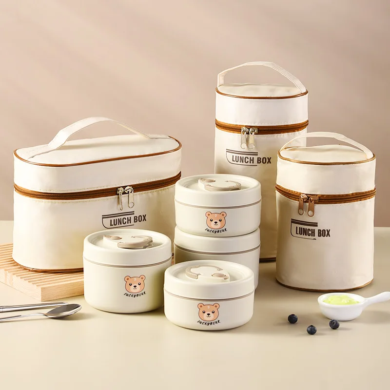 

304 stainless steel thermal insulation lunch box to work outdoor camping portable bowl with rice with lid soup bowl bento box