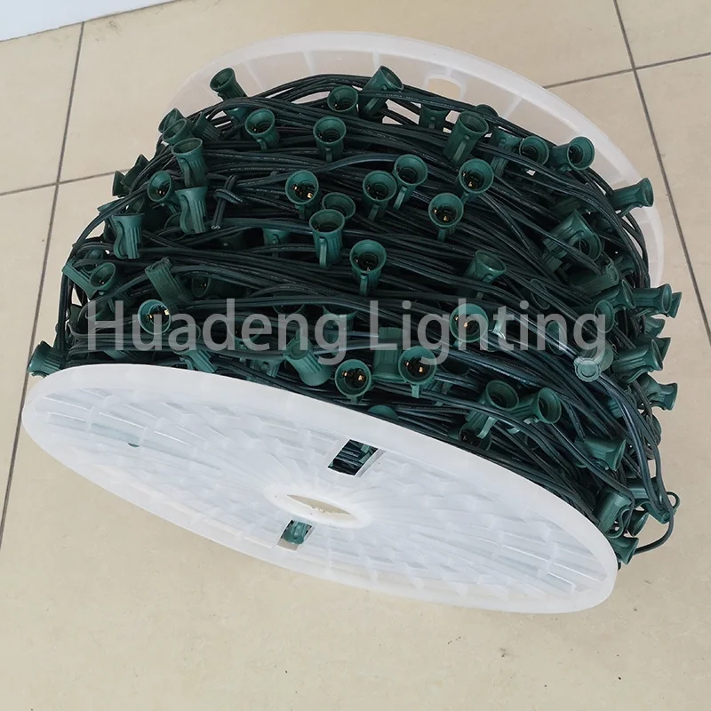 SPT-1 SPT-2 1000FT 15 inch Spacing E17 Base C9 Socket Wire Christmas Light Spool