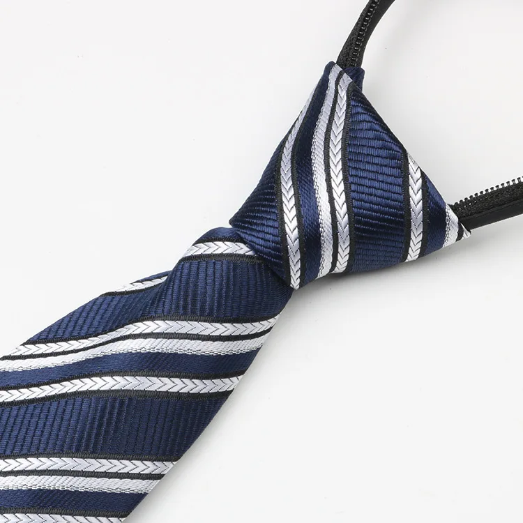 

Tie, men's business zipper, work security shirt, striped red and blue 8cm, no knot required