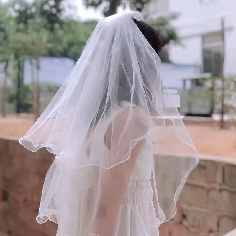 1 قطعة عصابة رأس مربوطة على شكل فيونكة مزدوجة الطبقات لحفلات الزفاف وأعياد الميلاد وحجاب أبيض لتزيين حفلات الزفاف والخطوبة وإكسسوارات الشعر