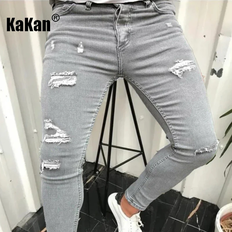 Kakan – Neue süße und hübsche Herren-Jeans mit kleinem Bein, Y2K-Kleidung, lockere, gerade Bein-lange Jeans, Sommer-Denim-Hosen