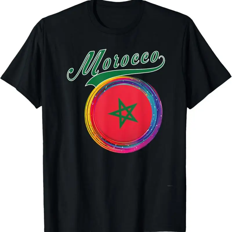 Morocco Sports Holi Color Framed Flag T Shirt