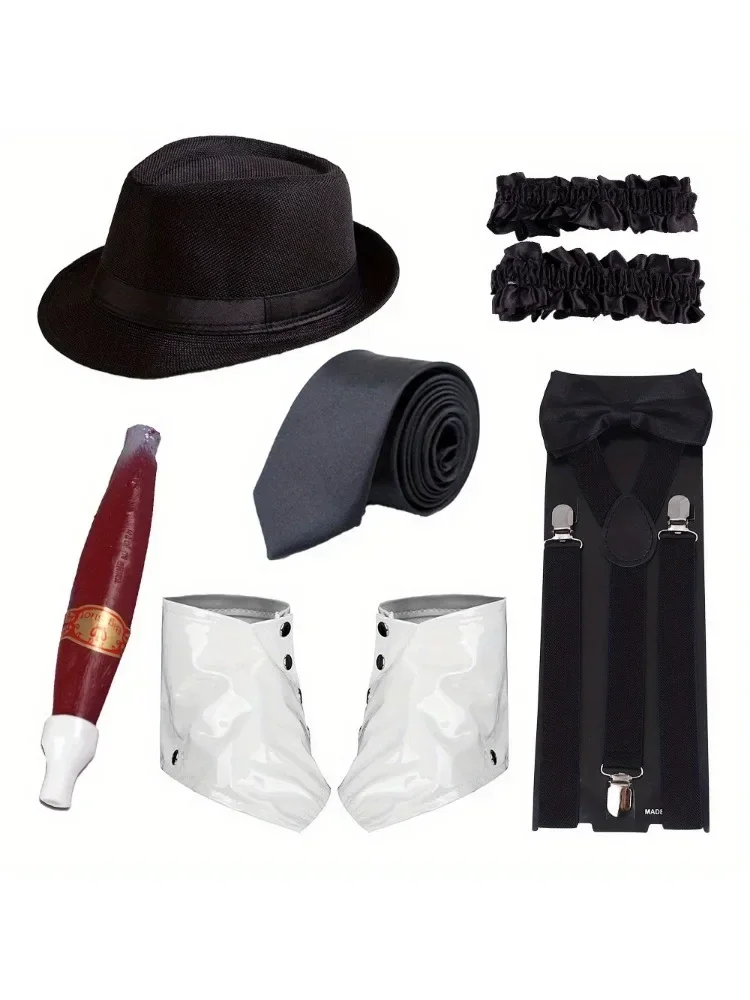 

A Blues Brothers 1980's masquerade set containing costumes hat tie glasses sideburns Halloween Rave Party cosplay