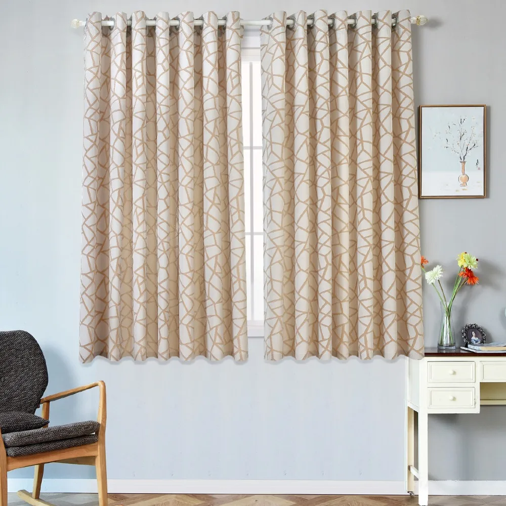 NAPEARL Short Modern Curtain Living Room Window Kitchen Grommet Top Treatments Semi-Blackout Ready Made for Bedroom