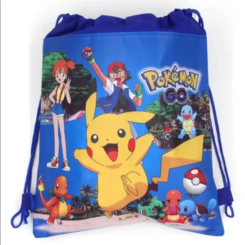 Pokémon Birthday Gift Bag Non-woven Drawstring Bag Kids Boy Girl Decoration Party Gift Shopping Travel Bags Toy Party Supplier