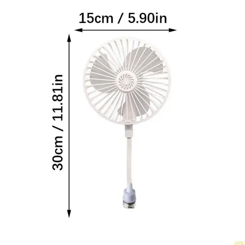 A0NC E27 Desk Lüfter tragbare Lüfterverstellbare Richtungsrichtung Flexibler Tube -Lüfter tragbarer E27 -Schreibtisch -Lüfter in