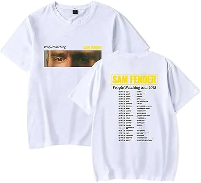 Sam Fender Merch People Watching Tour 2025 T-Shirt Printed Graphic, Casual Loose Fit Holiday Tops