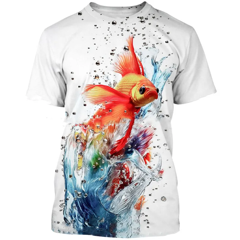 Golden Fish Koi 3D Print T-Shirts Men Women Fashion Hip Hop Short Sleeve T Shirt Oversized Tees Harajuku Y2k Tops Kids Clothing