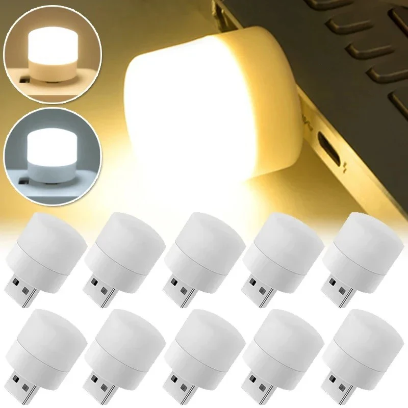 1-15pc Mini USB Night Light Portable Car Signal Lights 5V 1W Eye Care Book Reading Bulbs Computer Mobile Power Charging LED Lamp