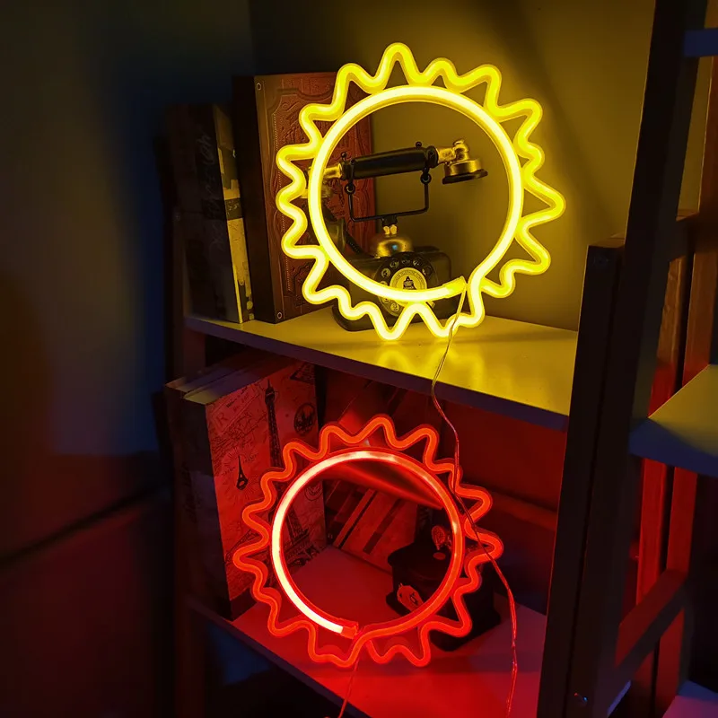 2025 Sun LED Neon Sign USB/Battery Powered LED Light for Bedroom Room Decoration Gift Night Light Decoration Party Holiday