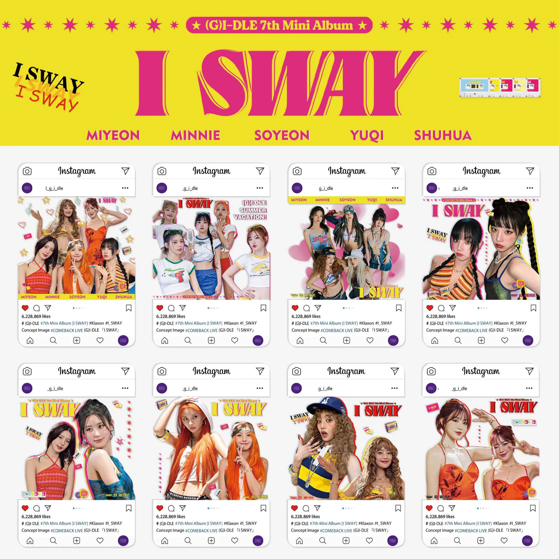 

8Pcs/Set KPOP (G)I-DLE I SWAY Album Transparent Lomo Cards Soyeon Miyeon YUQI Ins Style PVC Photocards Fans Collectibles Gifts