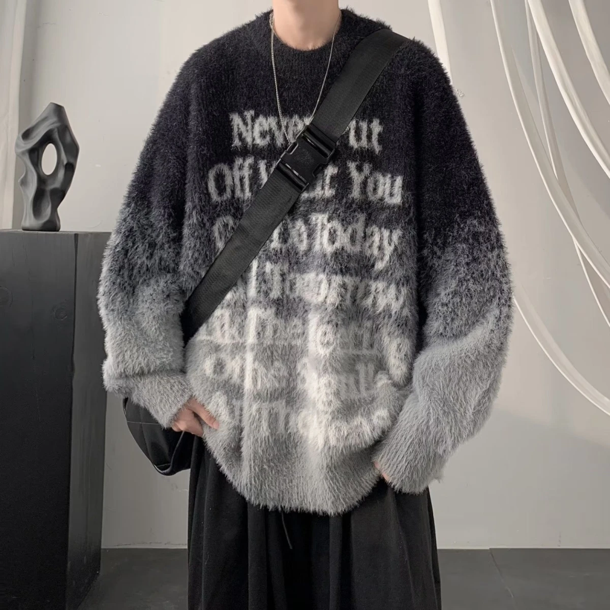 

Мужской трикотаж adient Color, круглый, свободный, высококачественный, норковый, бархатный, осенне-зимний, новый, повседневная модная молодежная одежда