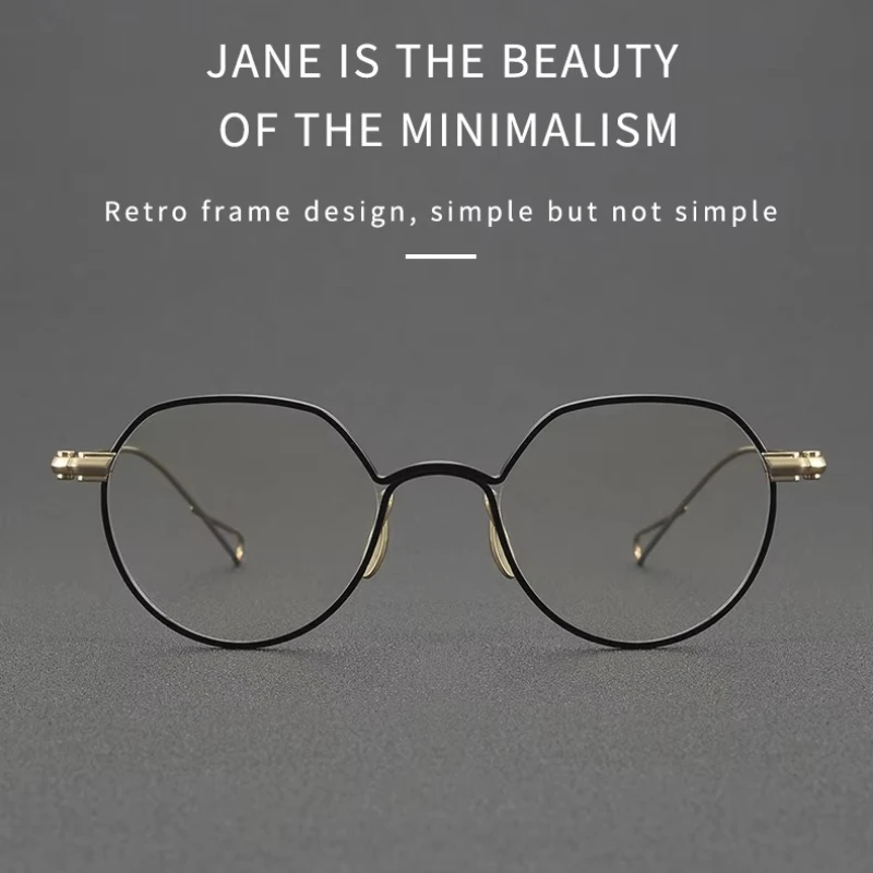 Top Grade Handmade Titanium Frame Plating Eyeglasses Men Vintage Round Eye Glass Optical Frame Ultra-light Eyewear Prescription