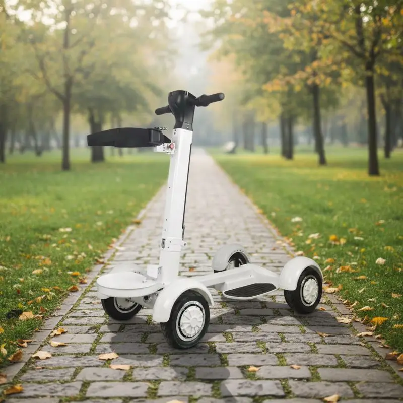 White Dual Motor 4-Wheel Electric Golf Scooter, DC Motor Mobility Golf Cart & Trolley