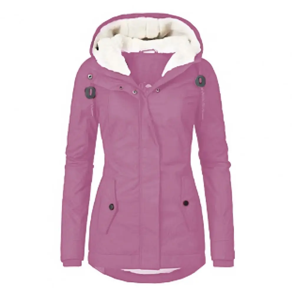 Winter Down Coat Padded with Hood And Pockets Zipper Closure Drawstring Parka Windproof Heat Retention Daily Cold Weather Outwea