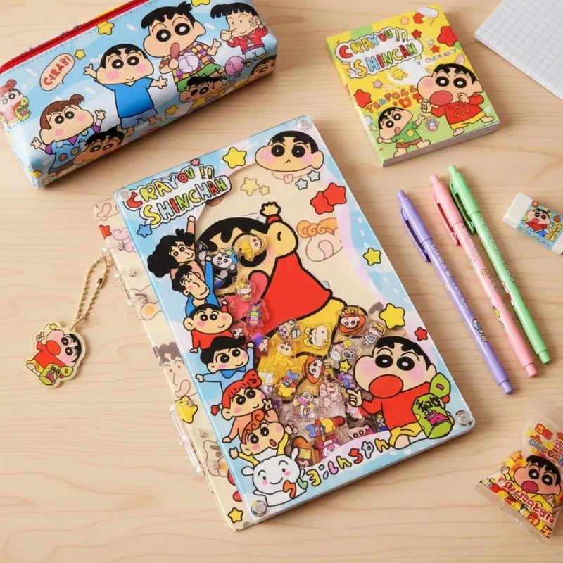 Acrylic Shake Book A5 A7 Rustle Crayon Shin-chan Cartoon Sketch Diary Handbook Student Stationery Friends Sticker Kawaii Gift view 4