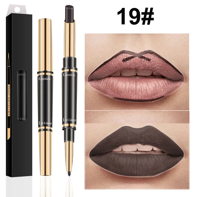 No Logo Matte Nude Lip Liner Pencil  Double Ended Lipstick Makeup Waterproof Long Lasting