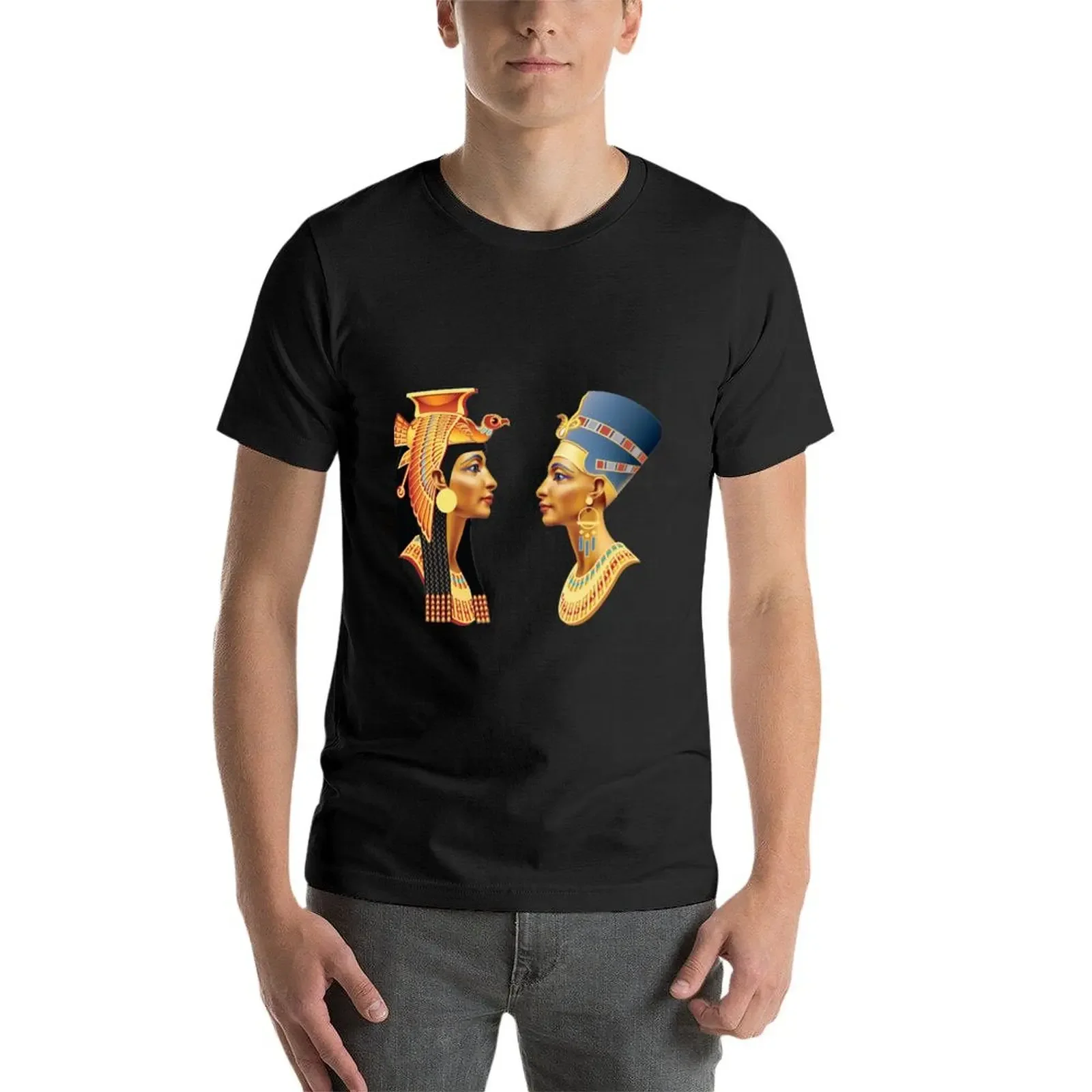 Nefertiti e Cleópatra, Rainhas do Antigo Egito Camiseta street wear anime camiseta essencial camisetas para homens algodão