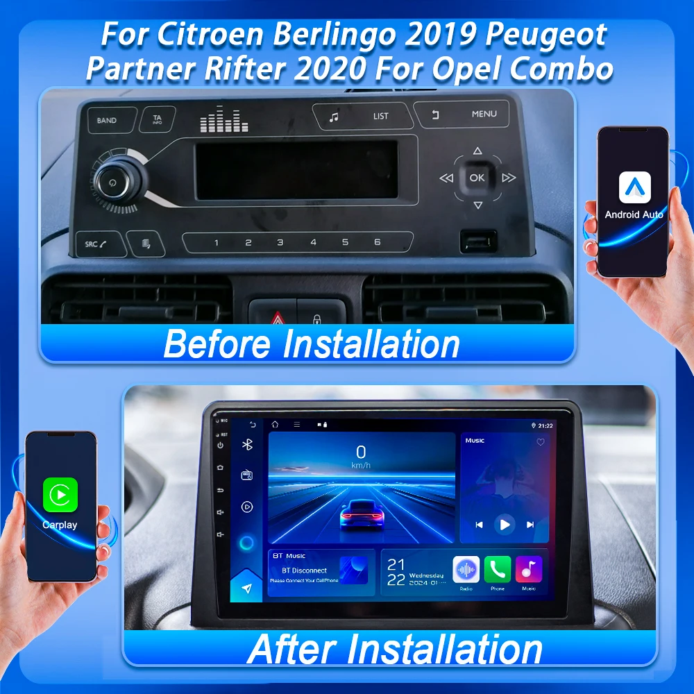 Android 16 For Citroen Berlingo 2019 Peugeot Partner Rifter 2020 For Opel Combo Carplay Car Radio Stereo Multimedia Video Player